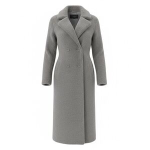 House of Harlow 1960 Long Gray Double-Breasted Faux Fur Coat